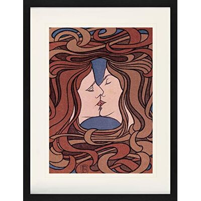 1art1 Peter Behrens Poster Der Kuss, 1898 Gerahmtes Bild Mit Edlem Passepartout Wand-Bilder Im Bilderrahmen 80x60 cm 1art1 Peter Behrens Poster Der Kuss, 1898 Gerahmtes Bild Mit Edlem Passepartout Wand-Bilder Im Bilderrahmen 80x60 cm