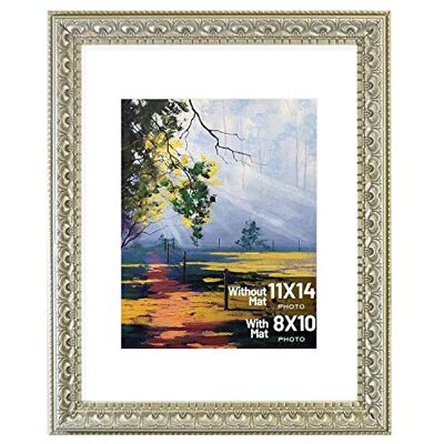 ART , Bilderrahmen, 27,9 x 35,6 cm, mit weißer Matte, für 20,3 x 25,4 cm große Bilder und echtes Glas, Farbe: Silber-Beige ART , Bilderrahmen, 27,9 x 35,6 cm, mit weißer Matte, für 20,3 x 25,4 cm große Bilder und echtes Glas, Farbe: Silber-Beige