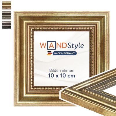 WANDStyle goldener Bilderrahmen 10x10 Holz, Bilderrahmen Gold Vintage Hochwertiger Holzbilderrahmen Antik, Posterrahmen aufstellbar, Rahmen 10x10 cm, Fotorahmen H450 Made in Germany WANDStyle goldener Bilderrahmen 10x10 Holz, Bilderrahmen Gold Vintage Hochwertiger Holzbilderrahmen Antik, Posterrahmen aufstellbar, Rahmen 10x10 cm, Fotorahmen H450 Made in Germany