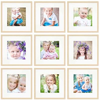 PHOTOLINI Bilderrahmen 30x30 Natur Holz MDF, 9er Set quadratisch 30x30 cm Foto Rahmen mit Passepartout zum Aufhängen, Rahmen 30 x 30 mit Acrylglas, Bilderrahmen Collage, photo frames for wall PHOTOLINI Bilderrahmen 30x30 Natur Holz MDF, 9er Set quadratisch 30x30 cm Foto Rahmen mit Passepartout zum Aufhängen, Rahmen 30 x 30 mit Acrylglas, Bilderrahmen Collage, photo frames for wall