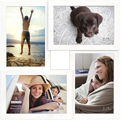 Malden Int Designs Black 4 Opening 4x6 Collage Photo Wall Frame Bilderrahmen, Weiss/opulenter Garten, (W) x 11.13 (H) x 1 (D) inches, 4 Malden Int Designs Black 4 Opening 4x6 Collage Photo Wall Frame Bilderrahmen, Weiss/opulenter Garten, (W) x 11.13 (H) x 1 (D) inches, 4