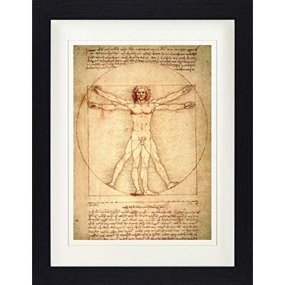 1art1 Leonardo Da Vinci Poster Vitruvianischer Mensch, Circa 1490 Gerahmtes Bild Mit Edlem Passepartout Wand-Bilder Im Bilderrahmen 40x30 cm 1art1 Leonardo Da Vinci Poster Vitruvianischer Mensch, Circa 1490 Gerahmtes Bild Mit Edlem Passepartout Wand-Bilder Im Bilderrahmen 40x30 cm