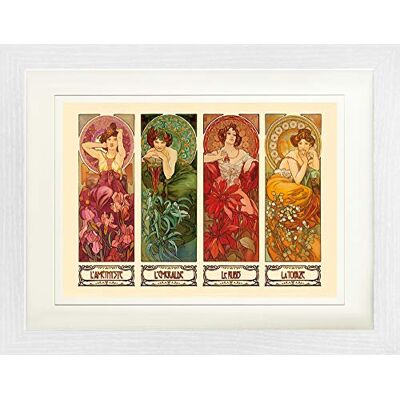 1art1 Alphonse Mucha Poster Die Vier Edelsteine, 1900 Gerahmtes Bild Mit Edlem Passepartout Wand-Bilder Im Bilderrahmen 40x30 cm 1art1 Alphonse Mucha Poster Die Vier Edelsteine, 1900 Gerahmtes Bild Mit Edlem Passepartout Wand-Bilder Im Bilderrahmen 40x30 cm
