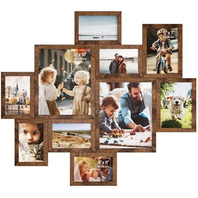SONGMICS Bilderrahmen Mehrere Größen, 10er Set, Fotorahmen für die Wand Fotocollage, zwei 20 x 25 cm, vier 13 x 18 cm, vier 10 x 15 cm, werkzeuglose Montage, Rotbraun, KAVI Kollektion RPF100MZ01 SONGMICS Bilderrahmen Mehrere Größen, 10er Set, Fotorahmen für die Wand Fotocollage, zwei 20 x 25 cm, vier 13 x 18 cm, vier 10 x 15 cm, werkzeuglose Montage, Rotbraun, KAVI Kollektion RPF100MZ01