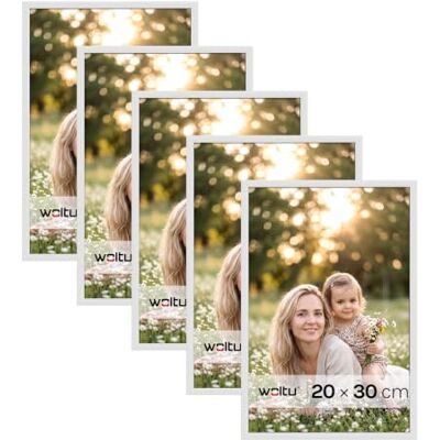 WOLTU Bilderrahmen 20x30, 5er set, Kunststoff Fotorahmen mit Passepartout Weiß, Posterrahmen New Lifestyle für Poster, Fotos, bruchsichere PS-Platte, aufhängbar u. aufstellbar, Collage-Wanddeko WOLTU Bilderrahmen 20x30, 5er set, Kunststoff Fotorahmen mit Passepartout Weiß, Posterrahmen New Lifestyle für Poster, Fotos, bruchsichere PS-Platte, aufhängbar u. aufstellbar, Collage-Wanddeko