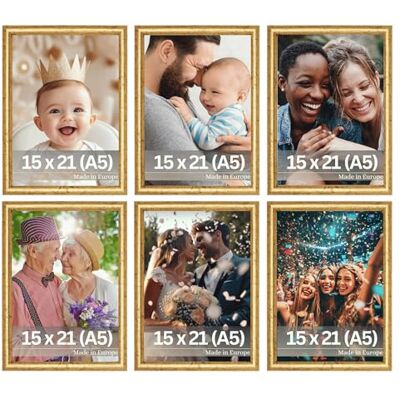 VictoR Bilderrahmen gold 6er Set 15x21 cm (A5) David Leiste 14x17mm Fotorahmen vintage A5 Shabby Chic Deko Bilderrahmen Set 15x21 gold VictoR Bilderrahmen gold 6er Set 15x21 cm (A5) David Leiste 14x17mm Fotorahmen vintage A5 Shabby Chic Deko Bilderrahmen Set 15x21 gold