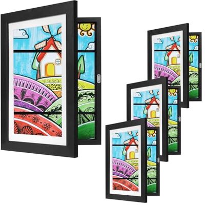 EUGAD Bilderrahmen kinderzeichnungen A4, 4er set, Schwarz, Schwarz, 2cm Tiefe,MDF, PS-Scheibe, Aufhängen&Hinstellen, DIY Geschenk, Wohn/Schlaf/Babyzimmer, Kinderzeichnungen, Shadow Box EUGAD Bilderrahmen kinderzeichnungen A4, 4er set, Schwarz, Schwarz, 2cm Tiefe,MDF, PS-Scheibe, Aufhängen&Hinstellen, DIY Geschenk, Wohn/Schlaf/Babyzimmer, Kinderzeichnungen, Shadow Box
