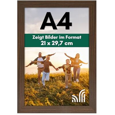 Americanflat Bilderrahmen A4 MDF-Holz Walnuss Mit bruchsicherem Glas, horizontal & vertikal, zum Aufhängen & Aufstellen, für Fotos, Dokumente & als Urkundenrahmen Americanflat Bilderrahmen A4 MDF-Holz Walnuss Mit bruchsicherem Glas, horizontal & vertikal, zum Aufhängen & Aufstellen, für Fotos, Dokumente & als Urkundenrahmen