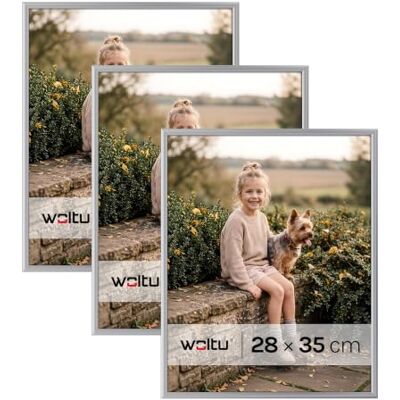 WOLTU Bilderrahmen 28x35, 3er set, Kunststoff Fotorahmen mit Passepartout Silber, Posterrahmen New Lifestyle für Poster, Fotos, bruchsichere PS-Platte, aufhängbar u. aufstellbar, Collage-Wanddeko WOLTU Bilderrahmen 28x35, 3er set, Kunststoff Fotorahmen mit Passepartout Silber, Posterrahmen New Lifestyle für Poster, Fotos, bruchsichere PS-Platte, aufhängbar u. aufstellbar, Collage-Wanddeko