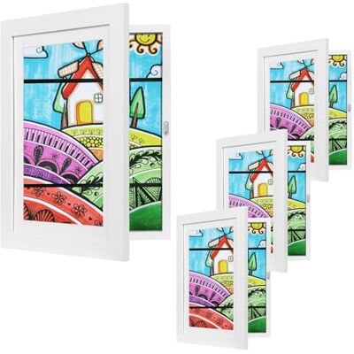 EUGAD Bilderrahmen kinderzeichnungen A4, 4er set, Weiß, Weiß, 2cm Tiefe,MDF, PS-Scheibe, Aufhängen&Hinstellen, DIY Geschenk für, Wohn/Schlaf/Babyzimmer, Kinderzeichnungen Shadow Box EUGAD Bilderrahmen kinderzeichnungen A4, 4er set, Weiß, Weiß, 2cm Tiefe,MDF, PS-Scheibe, Aufhängen&Hinstellen, DIY Geschenk für, Wohn/Schlaf/Babyzimmer, Kinderzeichnungen Shadow Box