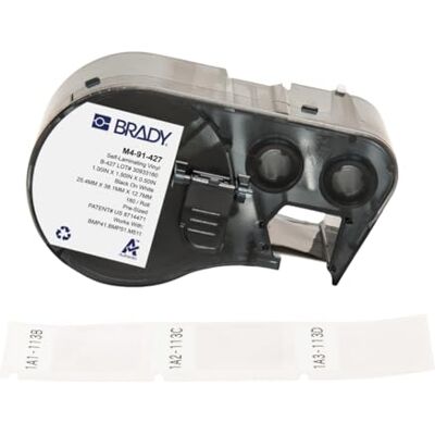 Brady Selbstklebendes Vinyl-Etikettenband für Etikettendrucker M410, M510 & M511 Selbstklebende Vinyl-Druckeretiketten Schwarz auf Weiß Matt (25.40 mm x 12.70 mm) M4-91-427 Brady Selbstklebendes Vinyl-Etikettenband für Etikettendrucker M410, M510 & M511 Selbstklebende Vinyl-Druckeretiketten Schwarz auf Weiß Matt (25.40 mm x 12.70 mm) M4-91-427