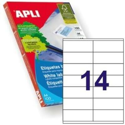 APLI 002604 Pack 100 weiβe Etiketten für Drucker 105X40 APLI 002604 Pack 100 weiβe Etiketten für Drucker 105X40