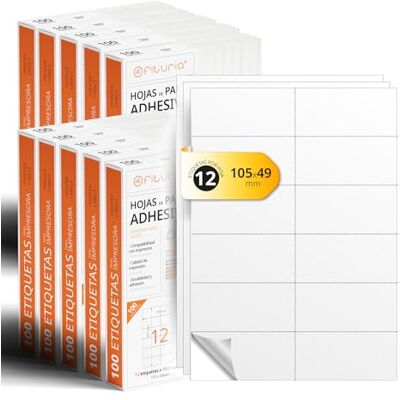 OFITURIA A4-Bögen mit weißen selbstklebenden Etiketten, Erstellen Sie Ihre eigenen individuellen, Sicherer selbstklebender A4-Papier, Selbstklebendes Etikett zum Bedrucken (12 pro Blatt, 2000 Bögen) OFITURIA A4-Bögen mit weißen selbstklebenden Etiketten, Erstellen Sie Ihre eigenen individuellen, Sicherer selbstklebender A4-Papier, Selbstklebendes Etikett zum Bedrucken (12 pro Blatt, 2000 Bögen)