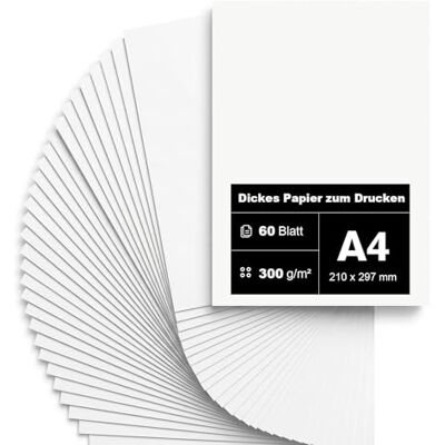 Carehabi 60 Blatt Dickes Papier 300g/m² A4 zum drucken Premium Papier A4-21 x 29,7 cm Druckerpapier Dickes zum Drucken Kartonpapier Tonkarton Pappe Weiß DIN weisser Bastelkarton Carehabi 60 Blatt Dickes Papier 300g/m² A4 zum drucken Premium Papier A4-21 x 29,7 cm Druckerpapier Dickes zum Drucken Kartonpapier Tonkarton Pappe Weiß DIN weisser Bastelkarton