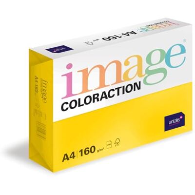 IMAGE Coloraction Sevilla farbiges Kopierpapier DIN A4, 210 x 297 mm, 160 g/m² buntes, holzfreies Druckerpapier für Kopierer 250 Blatt Sonnengelb IMAGE Coloraction Sevilla farbiges Kopierpapier DIN A4, 210 x 297 mm, 160 g/m² buntes, holzfreies Druckerpapier für Kopierer 250 Blatt Sonnengelb