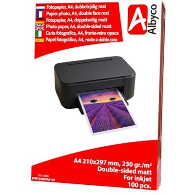 Albyco 100 Fotopapier Inkjet Format A4 MATT 230 g/m², Beidseitig bedruckbar Albyco 100 Fotopapier Inkjet Format A4 MATT 230 g/m², Beidseitig bedruckbar