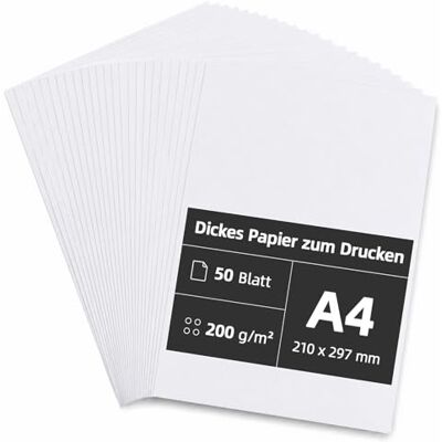 Kiperline 50 Blatt Druckpapier A4 200g/m² Druckerpapier A4 Drucker Papier Weiß Drawing Paper Fotopapier matt Briefe Scrapbooking Kopierpapier Kiperline 50 Blatt Druckpapier A4 200g/m² Druckerpapier A4 Drucker Papier Weiß Drawing Paper Fotopapier matt Briefe Scrapbooking Kopierpapier