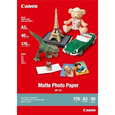 Canon Fotopapier MP-101 matt weiß (DIN A3 40 Blatt) für Tintenstrahldrucker PIXMA Drucker (170 g/qm) Canon Fotopapier MP-101 matt weiß (DIN A3 40 Blatt) für Tintenstrahldrucker PIXMA Drucker (170 g/qm)