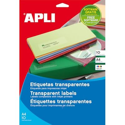 APLI 10967 Permanente transparente Etiketten 63,5 x 38,1 mm 10 Blatt APLI 10967 Permanente transparente Etiketten 63,5 x 38,1 mm 10 Blatt