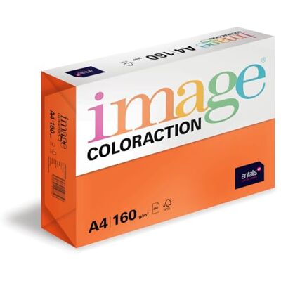 IMAGE Coloraction Amsterdam farbiges Kopierpapier DIN A4, 210 x 297 mm, 160 g/m² buntes, holzfreies Druckerpapier für Kopierer 250 Blatt Orange IMAGE Coloraction Amsterdam farbiges Kopierpapier DIN A4, 210 x 297 mm, 160 g/m² buntes, holzfreies Druckerpapier für Kopierer 250 Blatt Orange