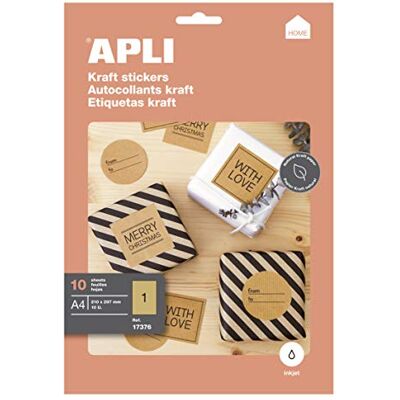 APLI Kraft Etiketten mit 10 Blatt, 210.0 x 297.0 mm APLI Kraft Etiketten mit 10 Blatt, 210.0 x 297.0 mm