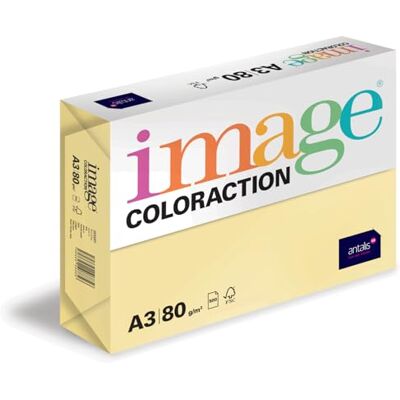 IMAGE Coloraction Desert farbiges Kopierpapier DIN A3, 297 x 420 mm, 80 g/m² buntes, holzfreies Druckerpapier für Kopierer 500 Blatt Gelb IMAGE Coloraction Desert farbiges Kopierpapier DIN A3, 297 x 420 mm, 80 g/m² buntes, holzfreies Druckerpapier für Kopierer 500 Blatt Gelb