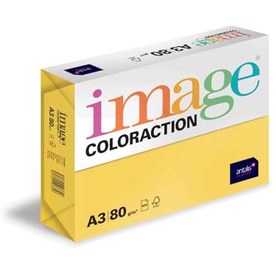 IMAGE Coloraction Canary farbiges Kopierpapier DIN A3, 297 x 420 mm, 80 g/m² buntes, holzfreies Druckerpapier für Kopierer 500 Blatt Kanariengelb IMAGE Coloraction Canary farbiges Kopierpapier DIN A3, 297 x 420 mm, 80 g/m² buntes, holzfreies Druckerpapier für Kopierer 500 Blatt Kanariengelb