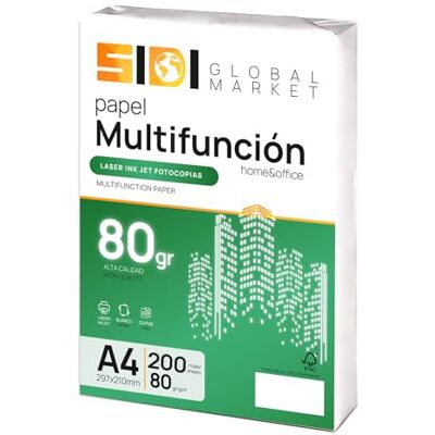 Sidi Global Market A4-Papier, 80 g, Druckerpapier A4, Packung für Schule, Arbeit oder Privatgebrauch, A4-Blätter für Kopierer und Mehrzweck, DIN A4-Papier extra weiß – SIDI (200 h, 80 g) Sidi Global Market A4-Papier, 80 g, Druckerpapier A4, Packung für Schule, Arbeit oder Privatgebrauch, A4-Blätter für Kopierer und Mehrzweck, DIN A4-Papier extra weiß – SIDI (200 h, 80 g)