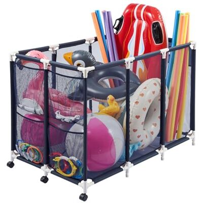 VEVOR Pool-Aufbewahrungsbehälter 120 x 77 x 86,5 cm, Aufbewahrungsbox für Pools mit 3 Rollen, Netz-Organizer mit Kunststoffrahmen & Seitentaschen, Organisationskorb für Pool-Nudeln Schwimmausrüstung VEVOR Pool-Aufbewahrungsbehälter 120 x 77 x 86,5 cm, Aufbewahrungsbox für Pools mit 3 Rollen, Netz-Organizer mit Kunststoffrahmen & Seitentaschen, Organisationskorb für Pool-Nudeln Schwimmausrüstung