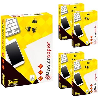 Idena 90516 Kopierpapier A4, 5 Packungen je 500 Blatt 80g/m², weißes Druckerpapier für Laser- & Tintenstrahldrucker Idena 90516 Kopierpapier A4, 5 Packungen je 500 Blatt 80g/m², weißes Druckerpapier für Laser- & Tintenstrahldrucker