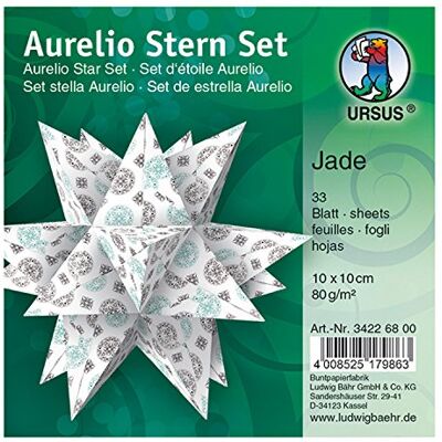 Ursus 34226800 Faltblätter Aurelio Stern Jade, weiß / schwarz / türkis, 33 Blatt, aus Papier 80 g/qm, ca. 10 x 10 cm, beidseitig bedruckt, ideal als Weihnachtsdeko Ursus 34226800 Faltblätter Aurelio Stern Jade, weiß / schwarz / türkis, 33 Blatt, aus Papier 80 g/qm, ca. 10 x 10 cm, beidseitig bedruckt, ideal als Weihnachtsdeko