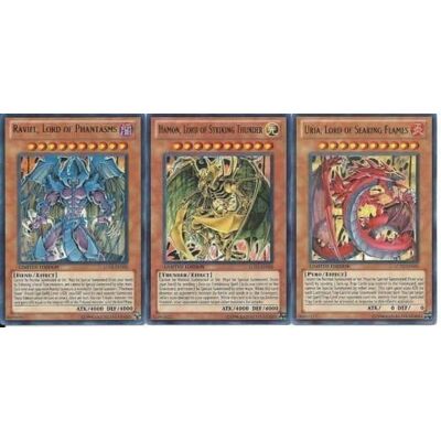 Konami YuGiOh GX Legendary Collection 2 Single Card Ultra Rare Set of the 3 Sacred Beast Cards Uria, Hamon Raviel by Yu-Gi-Oh! Konami YuGiOh GX Legendary Collection 2 Single Card Ultra Rare Set of the 3 Sacred Beast Cards Uria, Hamon Raviel by Yu-Gi-Oh!