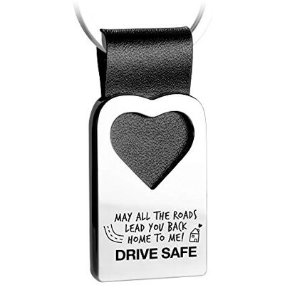 FABACH Herz Schlüsselanhänger mit Gravur aus Leder Auto Fahr Vorsichtig Glücksbringer Anhänger für Ihren Lieblingsmensch May all the roads lead you back home to me! Drive Safe FABACH Herz Schlüsselanhänger mit Gravur aus Leder Auto Fahr Vorsichtig Glücksbringer Anhänger für Ihren Lieblingsmensch May all the roads lead you back home to me! Drive Safe
