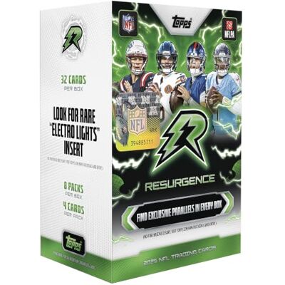 Topps 2025 Resurgence Football Value Box, werkseitig versiegelt 4 Karten pro Pack. 8 Packs pro Box. Halte Ausschau nach den seltenen „Electro Lights“-Insert-Karten. Topps 2025 Resurgence Football Value Box, werkseitig versiegelt 4 Karten pro Pack. 8 Packs pro Box. Halte Ausschau nach den seltenen „Electro Lights“-Insert-Karten.