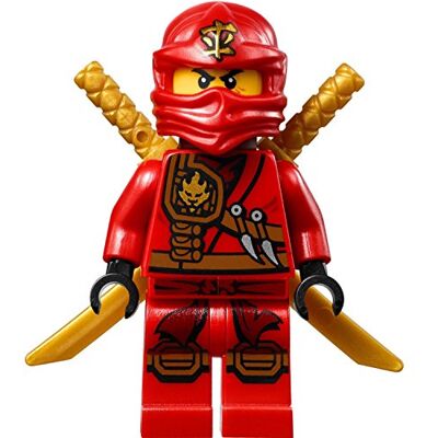 Lego Ninjago: Minifigur Kai (roter Ninja) mit Schwerthalter und zwei Katanas (Schwerter) Lego Ninjago: Minifigur Kai (roter Ninja) mit Schwerthalter und zwei Katanas (Schwerter)