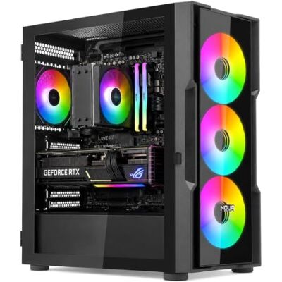 Noua Smash S1 Black Case ATX PC Gaming 0.45MM SPCC 3*USB3.0/2.0 Front Metal Mesh 4 Lüfter Dual Halo RGB Rainbow Addressable 5V ADD Seitenwand aus gehärtetem Glas (HxBxL: 450x370x195mm) Noua Smash S1 Black Case ATX PC Gaming 0.45MM SPCC 3*USB3.0/2.0 Front Metal Mesh 4 Lüfter Dual Halo RGB Rainbow Addressable 5V ADD Seitenwand aus gehärtetem Glas (HxBxL: 450x370x195mm)