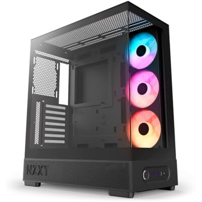 NZXT S5 RGB Kompaktes ATX-Midi-Tower-PC-Gehäuse Schwarz Doppeltes gehärtetes Panoramaglas, vorinstallierter 360-mm-RGB-Reverse-Lüfter, bis 10 Lüfter, 415 mm GPU-Platz, USB-C NZXT S5 RGB Kompaktes ATX-Midi-Tower-PC-Gehäuse Schwarz Doppeltes gehärtetes Panoramaglas, vorinstallierter 360-mm-RGB-Reverse-Lüfter, bis 10 Lüfter, 415 mm GPU-Platz, USB-C