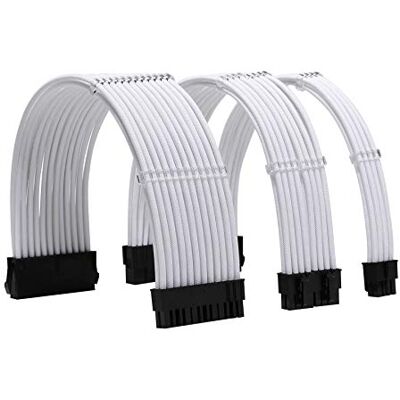 Formulamod Sleeve Extension Power Supply Cable Kit 18AWG ATX 24P+ EPS 8-P+PCI-E8-P with Combs for PSU to Motherboard/GPU (White) Formulamod Sleeve Extension Power Supply Cable Kit 18AWG ATX 24P+ EPS 8-P+PCI-E8-P with Combs for PSU to Motherboard/GPU (White)