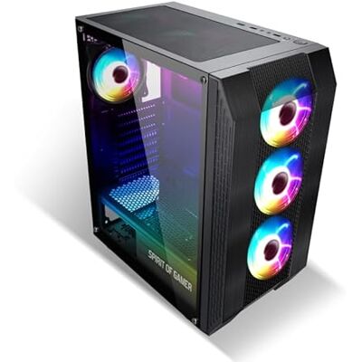 SUZA INT L FRANCE A8003RA ATX PC-Gehäuse, 4X 120mm ARGB-Lüfter, Hartglas, USB 3.0, Schwarz SUZA INT L FRANCE A8003RA ATX PC-Gehäuse, 4X 120mm ARGB-Lüfter, Hartglas, USB 3.0, Schwarz