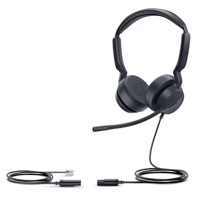 Yealink YHS36 E2 Dual kabelgebundenes Headset mit QD‑auf‑RJ9, Noise‑Cancelling‑Mikrofon, HD‑Wideband‑Audio, ergonomischer Kopfbügel, Leder‑Ohrpolster, kompatibel Desk‑IP‑Telefonen Yealink YHS36 E2 Dual kabelgebundenes Headset mit QD‑auf‑RJ9, Noise‑Cancelling‑Mikrofon, HD‑Wideband‑Audio, ergonomischer Kopfbügel, Leder‑Ohrpolster, kompatibel Desk‑IP‑Telefonen
