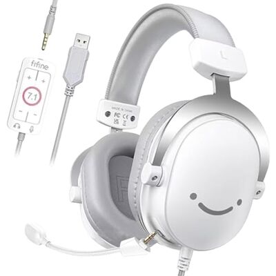 FIFINE Gaming Headset mit Mikrofon, Over Ear Kopfhörer mit Kabel, USB Headset für PC PS4 PS5 Xbox Switch, RGB Headphone mit 7.1 Surround Sound und Ohrpolster FIFINE Gaming Headset mit Mikrofon, Over Ear Kopfhörer mit Kabel, USB Headset für PC PS4 PS5 Xbox Switch, RGB Headphone mit 7.1 Surround Sound und Ohrpolster