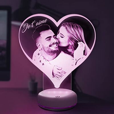 Lampephoto.fr , Fotolampe, personalisierbar, mit Lasergravur, Geschenkidee für Weihnachten, Geburtstag, originelles Paar Valentinstag (Herz) Lampephoto.fr , Fotolampe, personalisierbar, mit Lasergravur, Geschenkidee für Weihnachten, Geburtstag, originelles Paar Valentinstag (Herz)