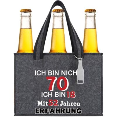 EeYahYong Geschenk für 70. Geburtstag Mann Männerhandtasche Bierträger Filztasche für 6 Bierflaschen mit Flaschenöffner Geschenkidee für Männer Freunde EeYahYong Geschenk für 70. Geburtstag Mann Männerhandtasche Bierträger Filztasche für 6 Bierflaschen mit Flaschenöffner Geschenkidee für Männer Freunde