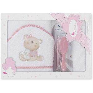 Interbaby P1177-12 Baby Kapuzenbadetuch LOVE YOU, weiss e rosa mit Kamm und Bürste, Rosa Interbaby P1177-12 Baby Kapuzenbadetuch LOVE YOU, weiss e rosa mit Kamm und Bürste, Rosa