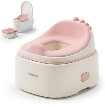Relaxdays Töpfchen 4-in-1, Dino, Kindertoilette Deckel, HBT: 30x36,5x33,5 cm, WC-Trainer, Aufsatz & Hocker, Reise, rosa Relaxdays Töpfchen 4-in-1, Dino, Kindertoilette Deckel, HBT: 30x36,5x33,5 cm, WC-Trainer, Aufsatz & Hocker, Reise, rosa