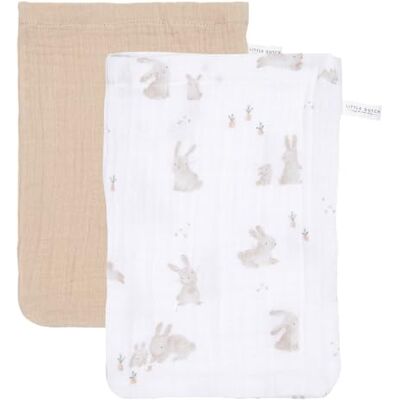 Little Dutch Waschlappen Waschhandschuh Musselin 2er Set für Baby und Kinder Baby Bunny Newborn Naturals beige/weiß Little Dutch Waschlappen Waschhandschuh Musselin 2er Set für Baby und Kinder Baby Bunny Newborn Naturals beige/weiß