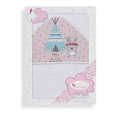 Interbaby 01202-12 Baby Kapuzenbadetuch TIPI OSO, weiss e rosa, Rosa Interbaby 01202-12 Baby Kapuzenbadetuch TIPI OSO, weiss e rosa, Rosa