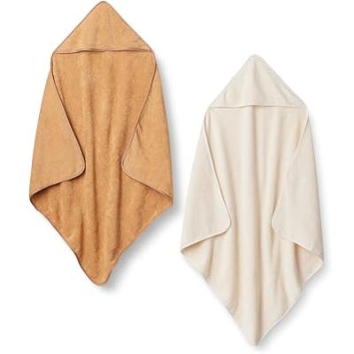 Amazon x Sofia Grainge Unisex Baby Badetuch Mit Kapuze, 2er-Pack, Elfenbein/Helles Kamelbraun, Einheitsgröße Amazon x Sofia Grainge Unisex Baby Badetuch Mit Kapuze, 2er-Pack, Elfenbein/Helles Kamelbraun, Einheitsgröße