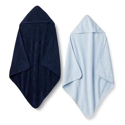 Amazon x Sofia Grainge Unisex Baby Badetuch Mit Kapuze, 2er-Pack, Hellblau/Marineblau, Einheitsgröße Amazon x Sofia Grainge Unisex Baby Badetuch Mit Kapuze, 2er-Pack, Hellblau/Marineblau, Einheitsgröße