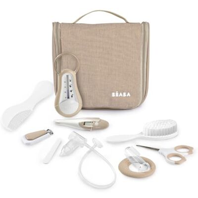 Béaba Mobile Baby-Kulturtasche – 10 Pflegeaccessoires ab Geburt, Drehbarer Haken, Kompaktes Format, Doppelter Reißverschluss, Thermometer, Nagelknipser, Bürste – Farbe Argile Béaba Mobile Baby-Kulturtasche – 10 Pflegeaccessoires ab Geburt, Drehbarer Haken, Kompaktes Format, Doppelter Reißverschluss, Thermometer, Nagelknipser, Bürste – Farbe Argile